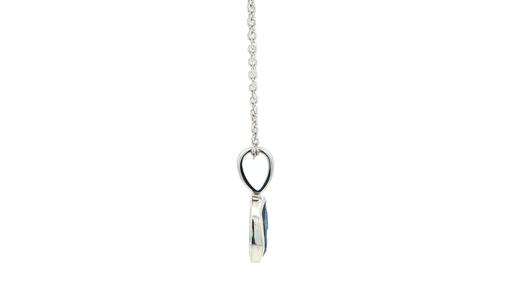 Raw Un-cut Montana Yogo Sapphire Necklace in White Gold (0.96cts TWT) side