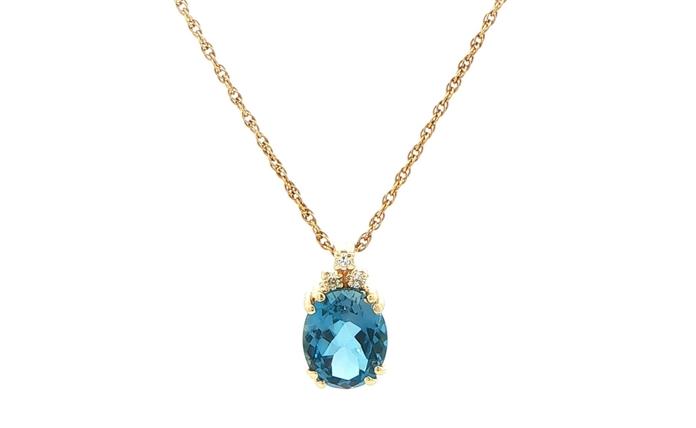 content/products/Estate Piece: Oval Blue Topaz and Diamond Accent Pendant Necklace in Yellow Gold