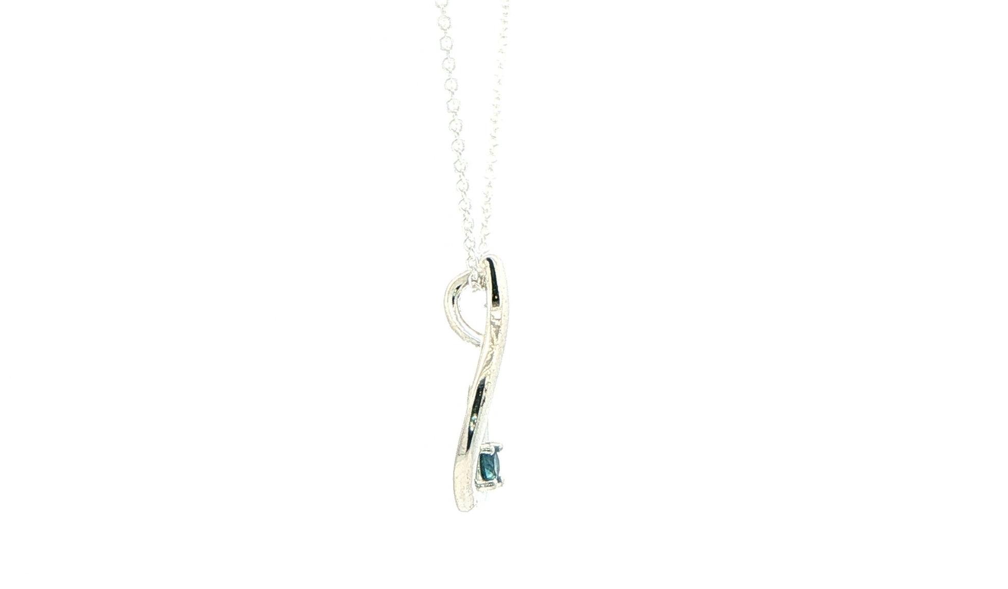 Fish Hook Montana Sapphire Pendant Necklace in Sterling Silver (0.13cts TWT) side
