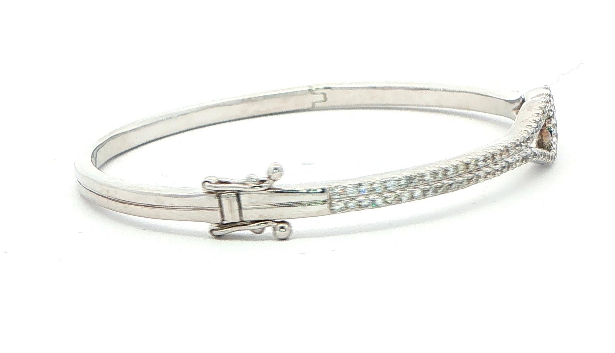 Diamond Infinity Loop Hinged Bangle Bracelet White Gold (1.06cts TWT) side