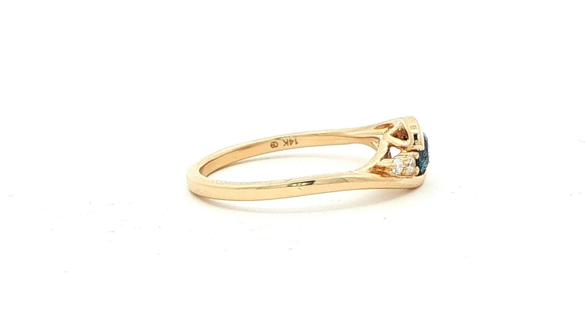 Montana Yogo Sapphire Bypass Ring with Diamond Cluster Accents in Yellow Gold (0.42cts TWT) side