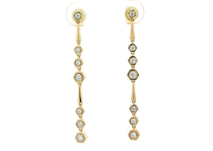 content/products/Diamond Hexagon Link Dangle Earrings in Yellow Gold (0.20cts TWT)