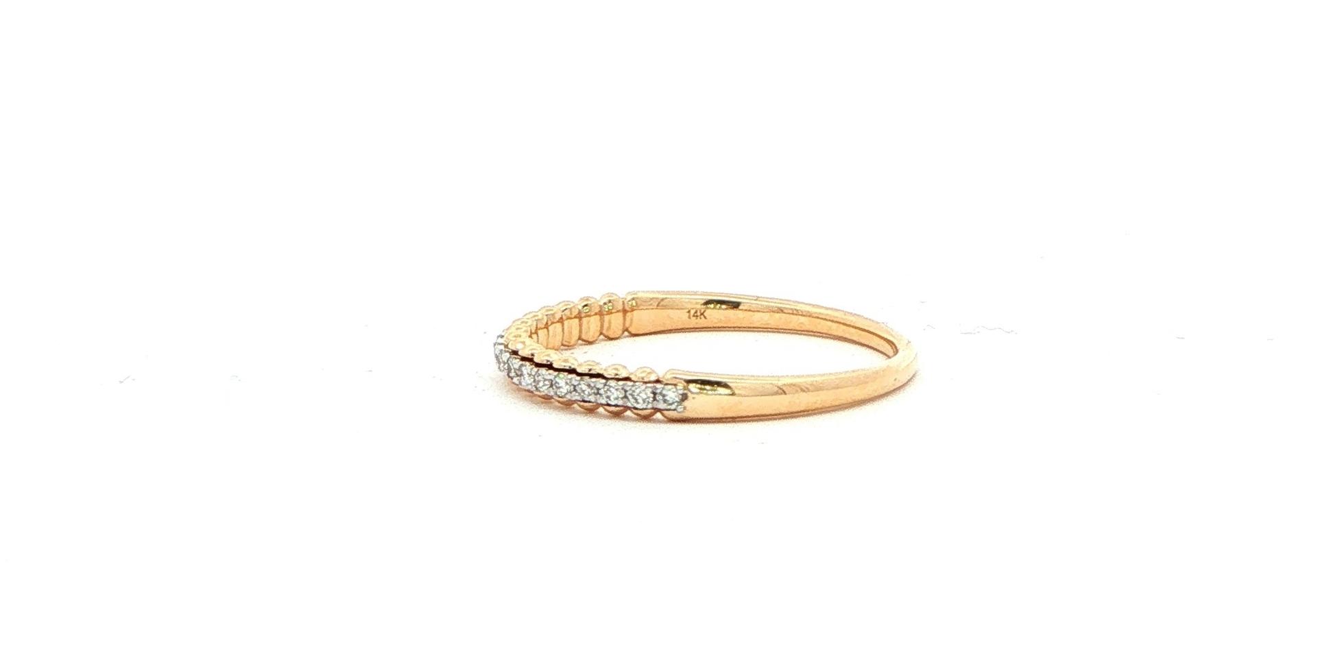 Beaded Edge Diamond Band in Yellow Gold (0.15cts TWT) side