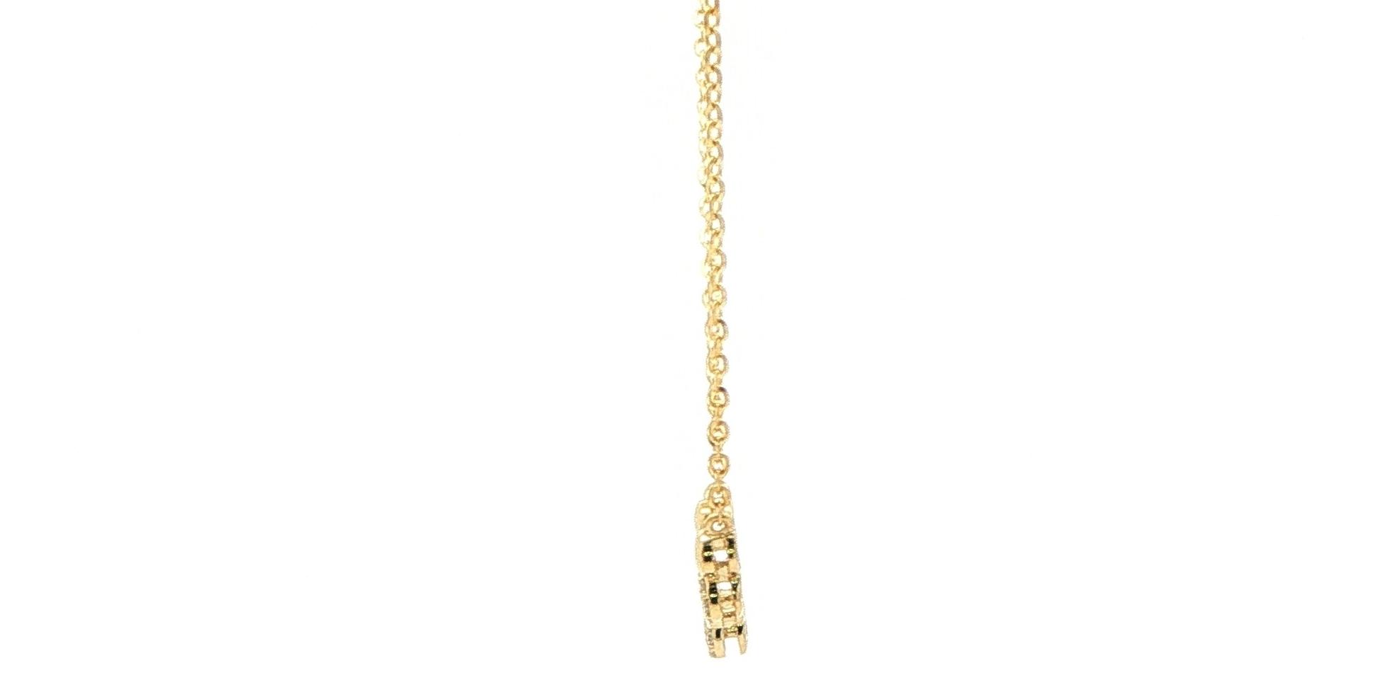 Diamond and Polished Bead Smile Necklace Yellow Gold (0.06cts TWT) side