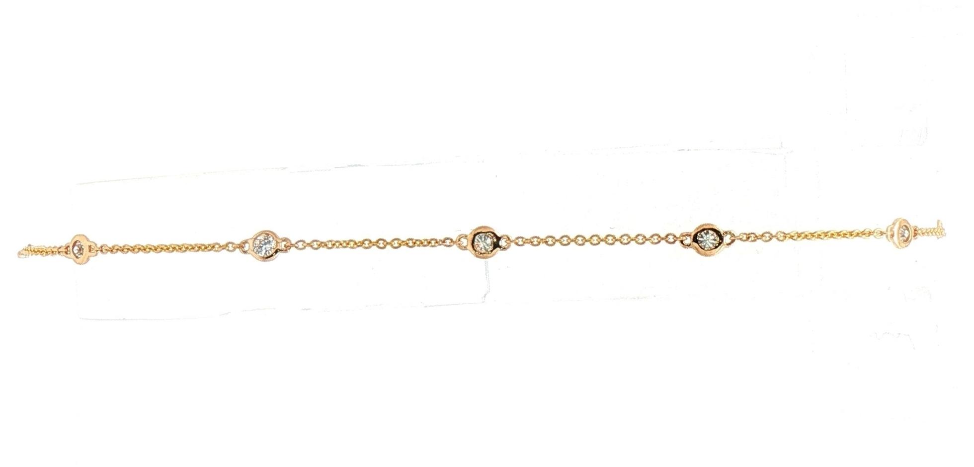 Bezel-Set Diamond Station Bracelet in Yellow Gold (0.25cts TWT)