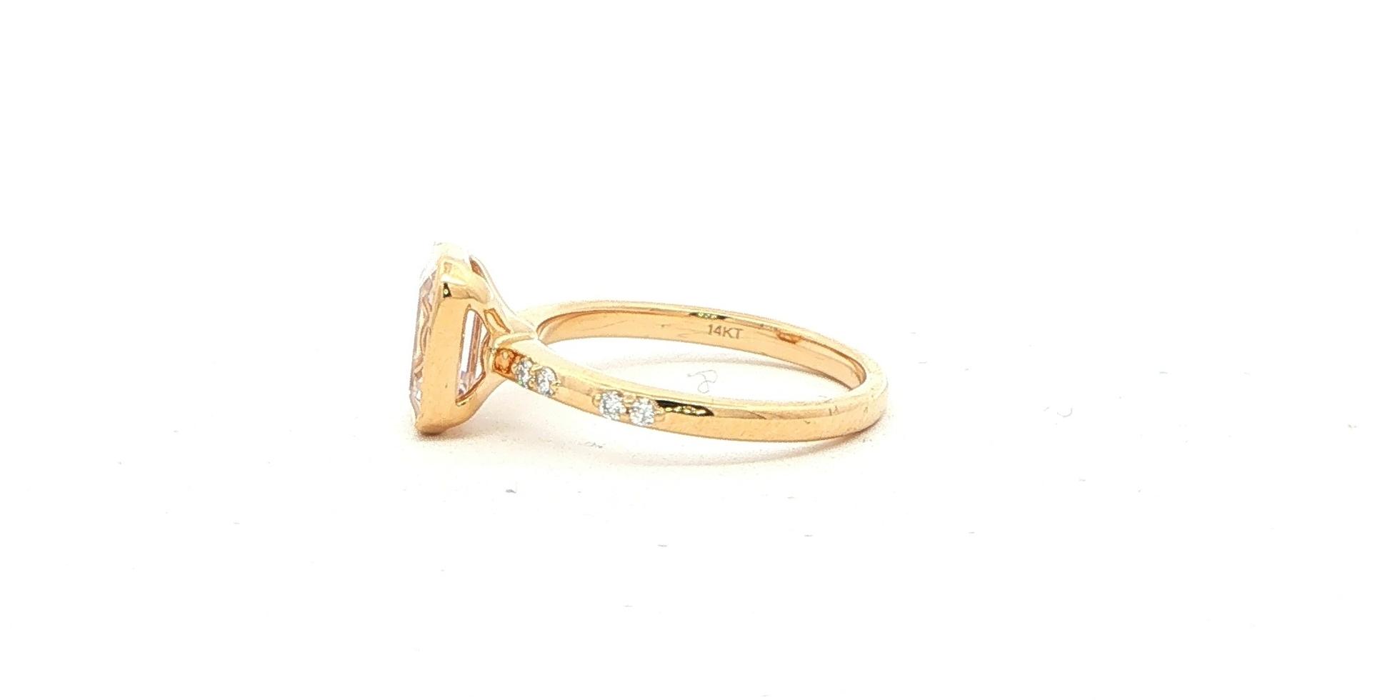 Bezel Set Emerald-Cut Engagement Ring Mounting with Diamond Accents in Yellow Gold (0.10cts TWT) side