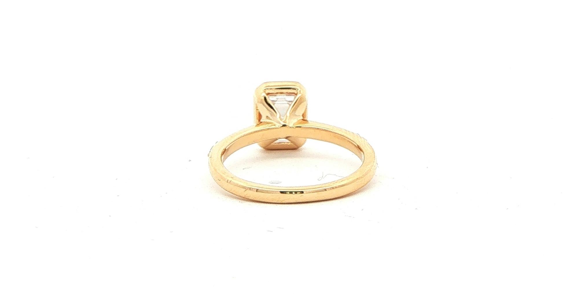 Bezel Set Emerald-Cut Engagement Ring Mounting with Diamond Accents in Yellow Gold (0.10cts TWT) back