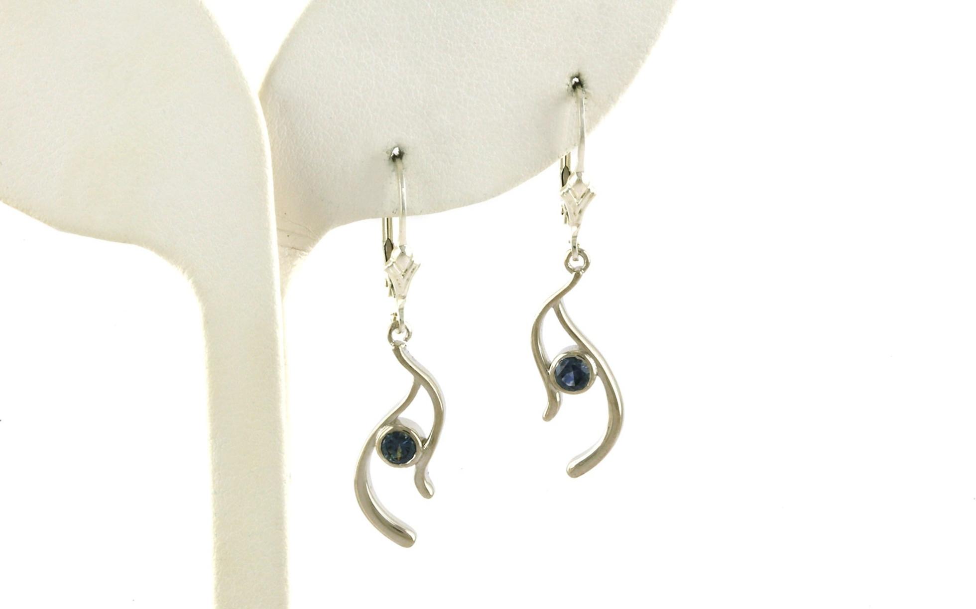 Wavy Montana Sapphire Leverback Dangle Earrings in Sterling Silver (0.40cts TWT)