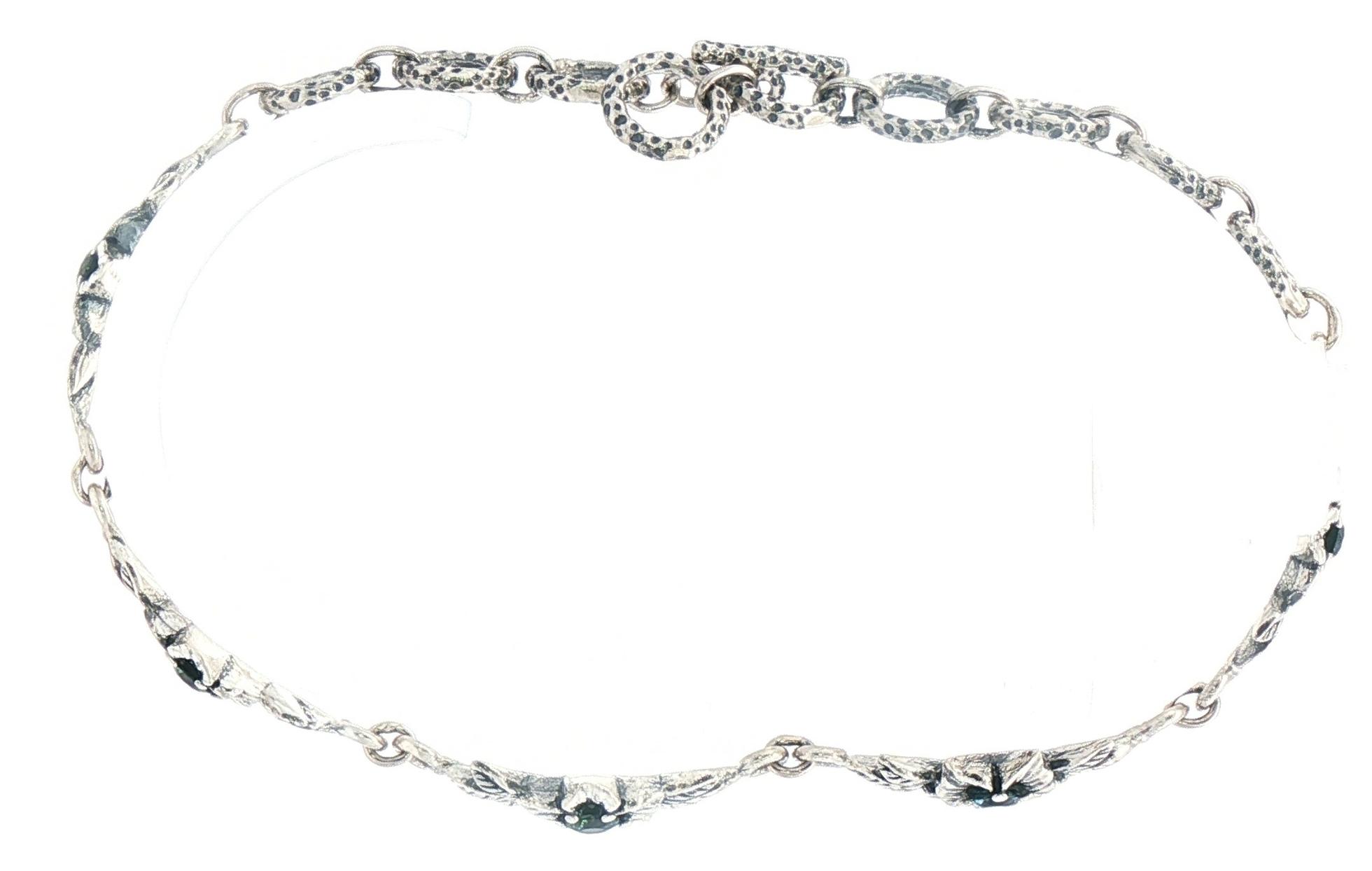 Montana Sapphire Flower Links Bracelet with Toggle Clasp in Sterling Silver (1.10cts TWT) side