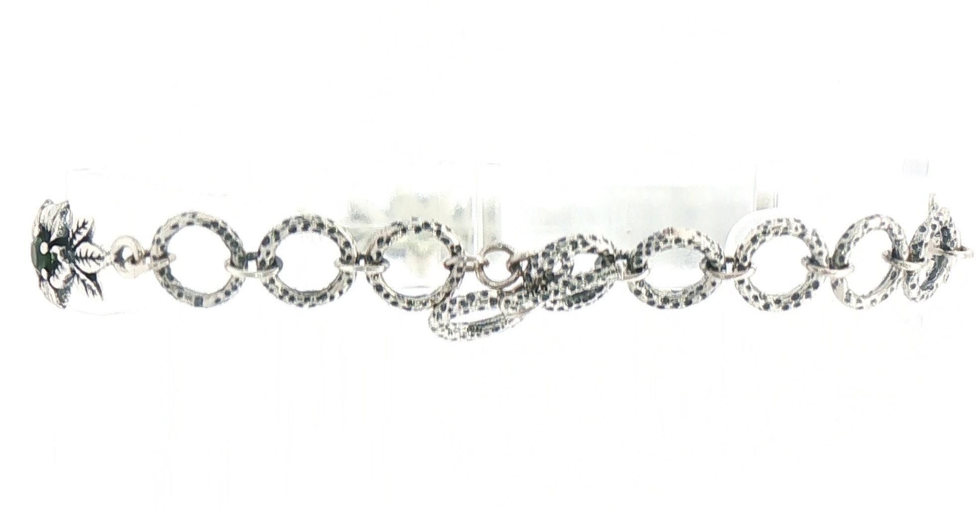 Montana Sapphire Flower Links Bracelet with Toggle Clasp in Sterling Silver (1.10cts TWT) back