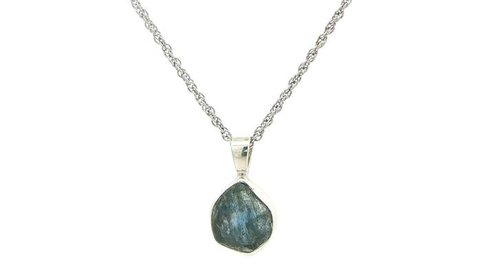 content/products/Bezel-set Large Raw Un-cut Montana Sapphire Pendant on Rope Chain in Sterling Silver