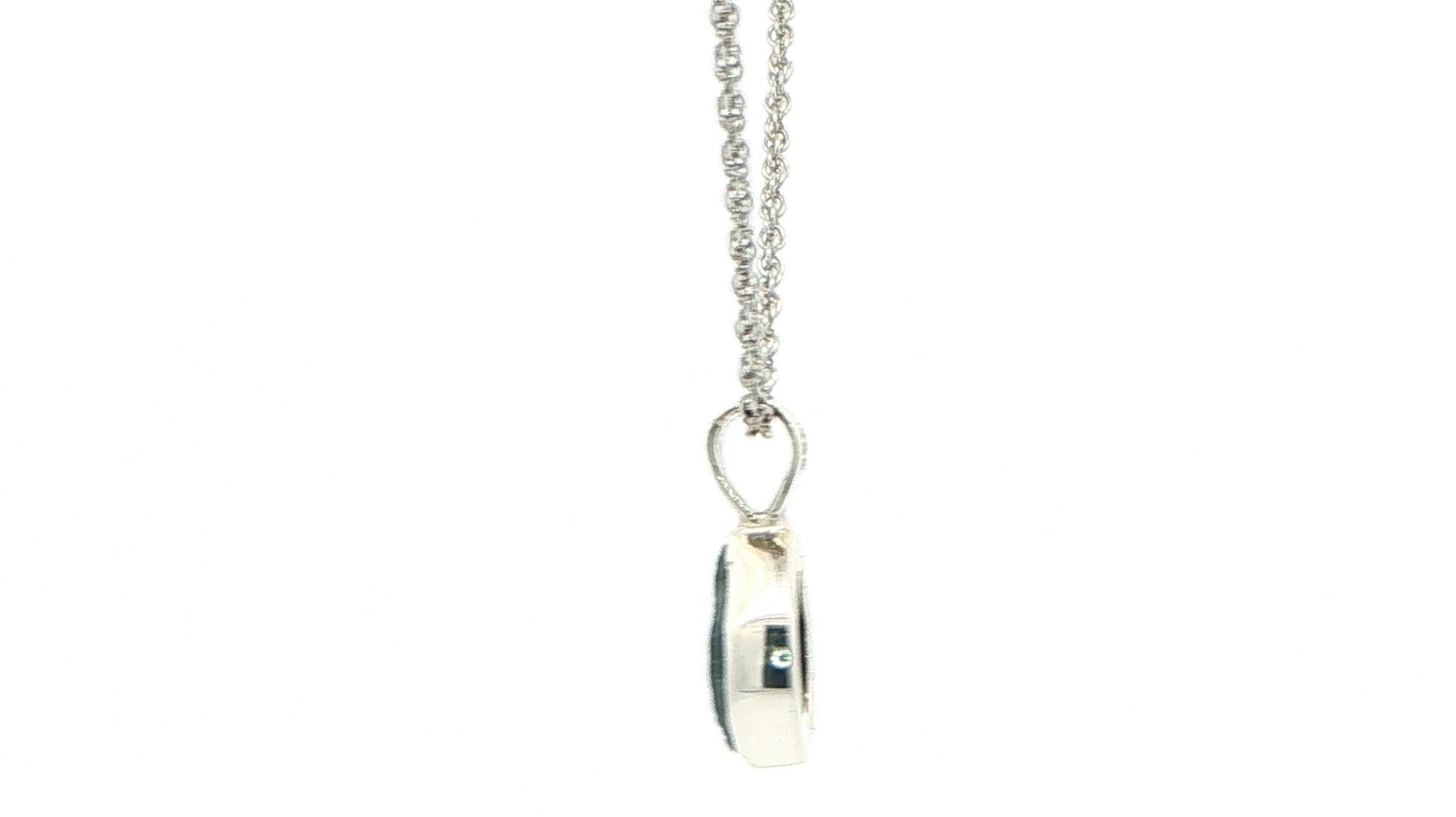 Bezel-set Large Raw Un-cut Montana Sapphire Pendant on Rope Chain in Sterling Silver side