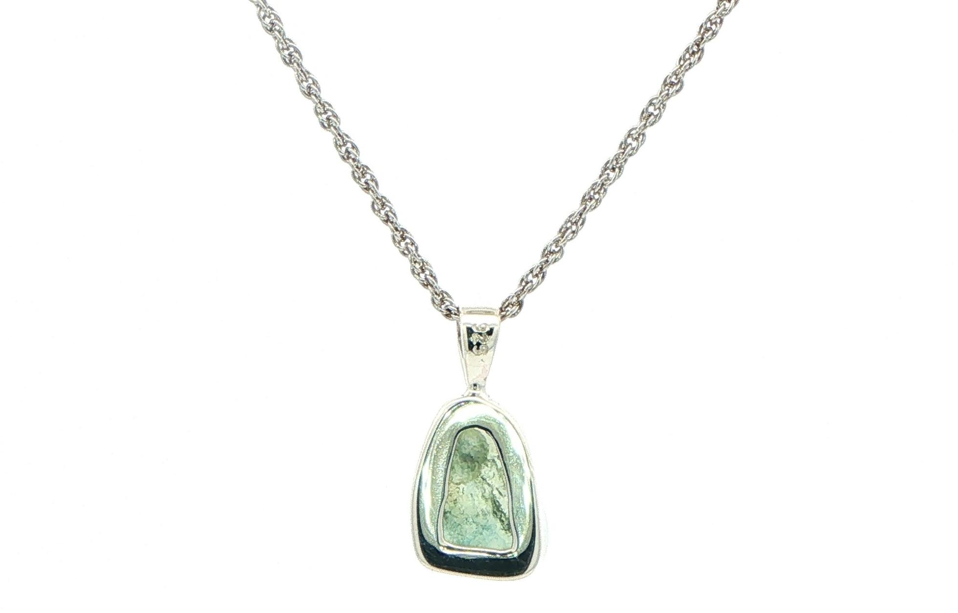 Bezel-set Large Raw Un-cut Montana Sapphire Pendant on Rope Chain in Sterling Silver back