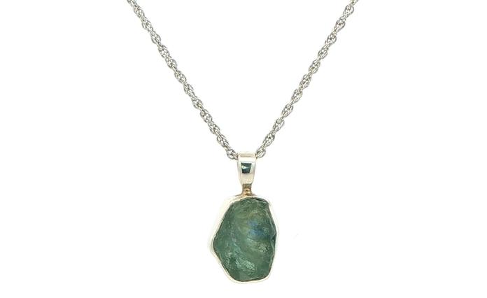 content/products/Bezel-set Large Raw Un-cut Montana Sapphire Pendant on Rope Chain in Sterling Silver