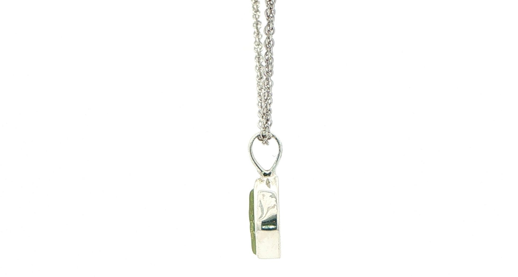 Bezel-set Small Raw Un-cut Montana Sapphire Pendant on Rope Chain in Sterling Silver side