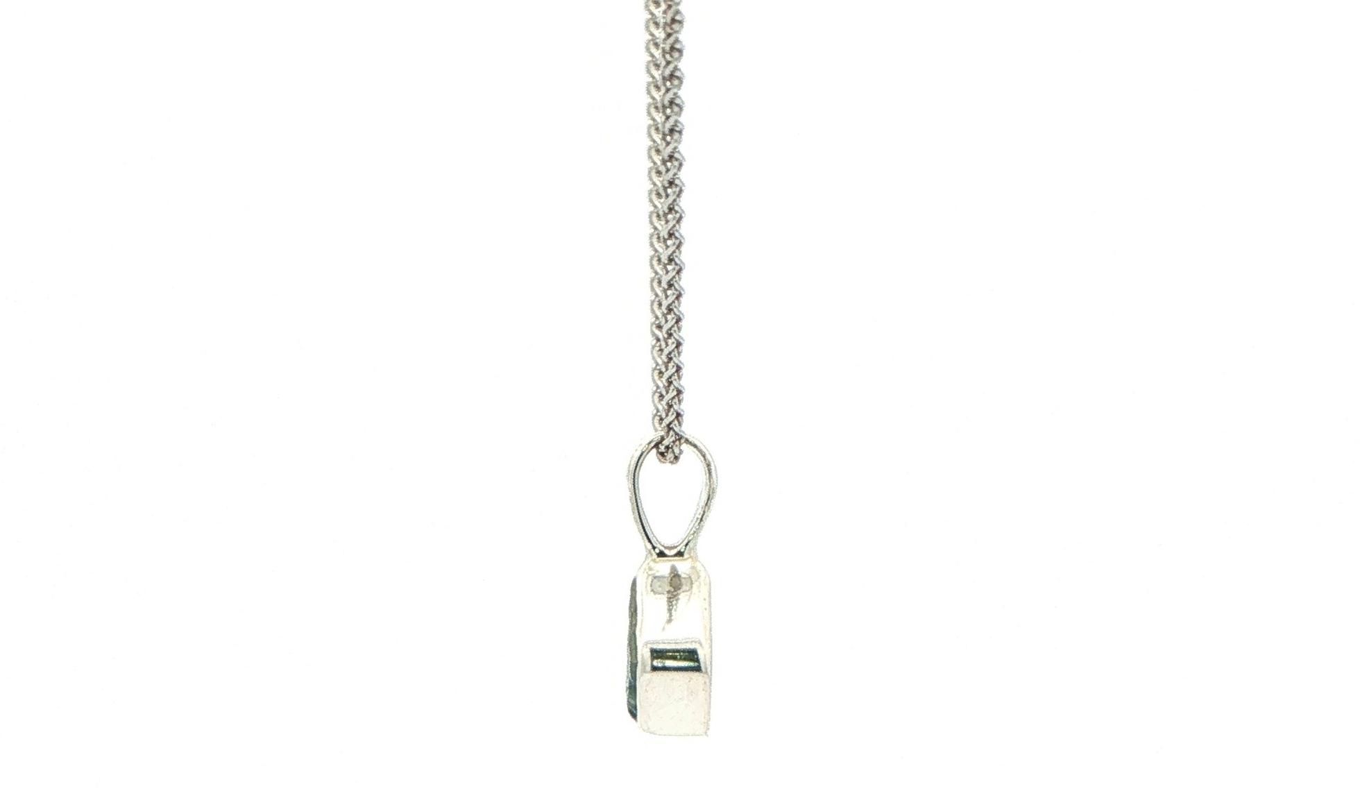 Bezel-set Small Raw Un-cut Montana Sapphire Pendant on Rope Chain in Sterling Silver side