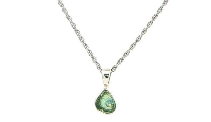 content/products/Bezel-set Small Raw Un-cut Montana Sapphire Pendant on Rope Chain in Sterling Silver