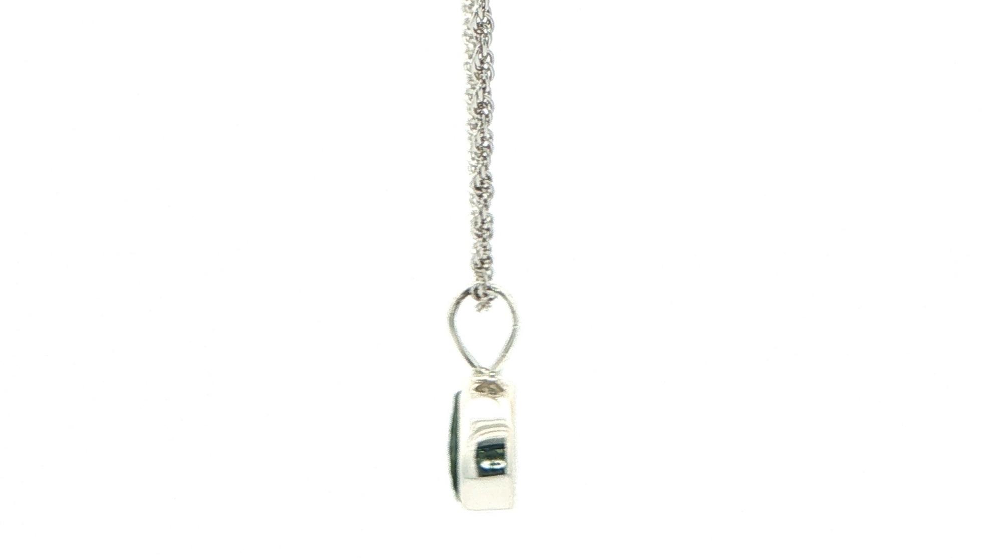 Bezel-set Small Raw Un-cut Montana Sapphire Pendant on Rope Chain in Sterling Silver side