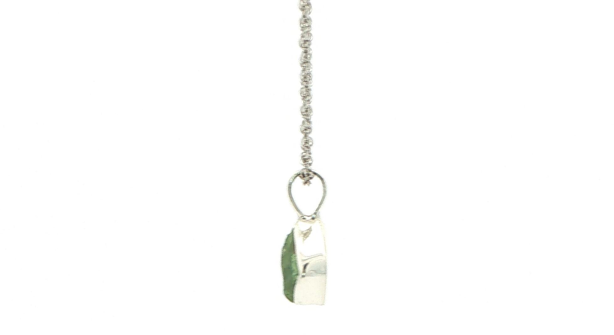 Bezel-set Small Raw Un-cut Montana Sapphire Pendant on Rope Chain in Sterling Silver side