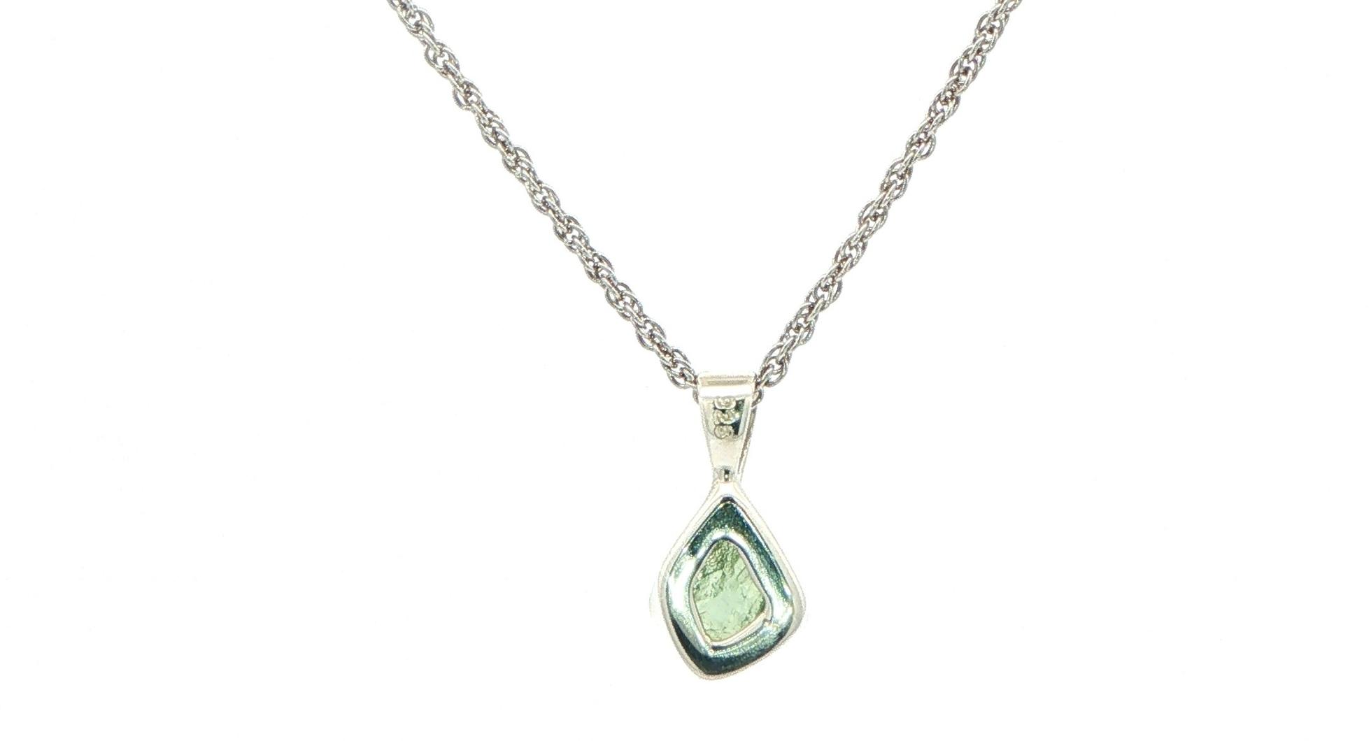 Bezel-set Small Raw Un-cut Montana Sapphire Pendant on Rope Chain in Sterling Silver back