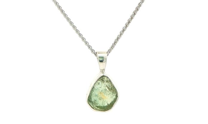 content/products/Bezel-set Small Raw Un-cut Montana Sapphire Pendant on Rope Chain in Sterling Silver