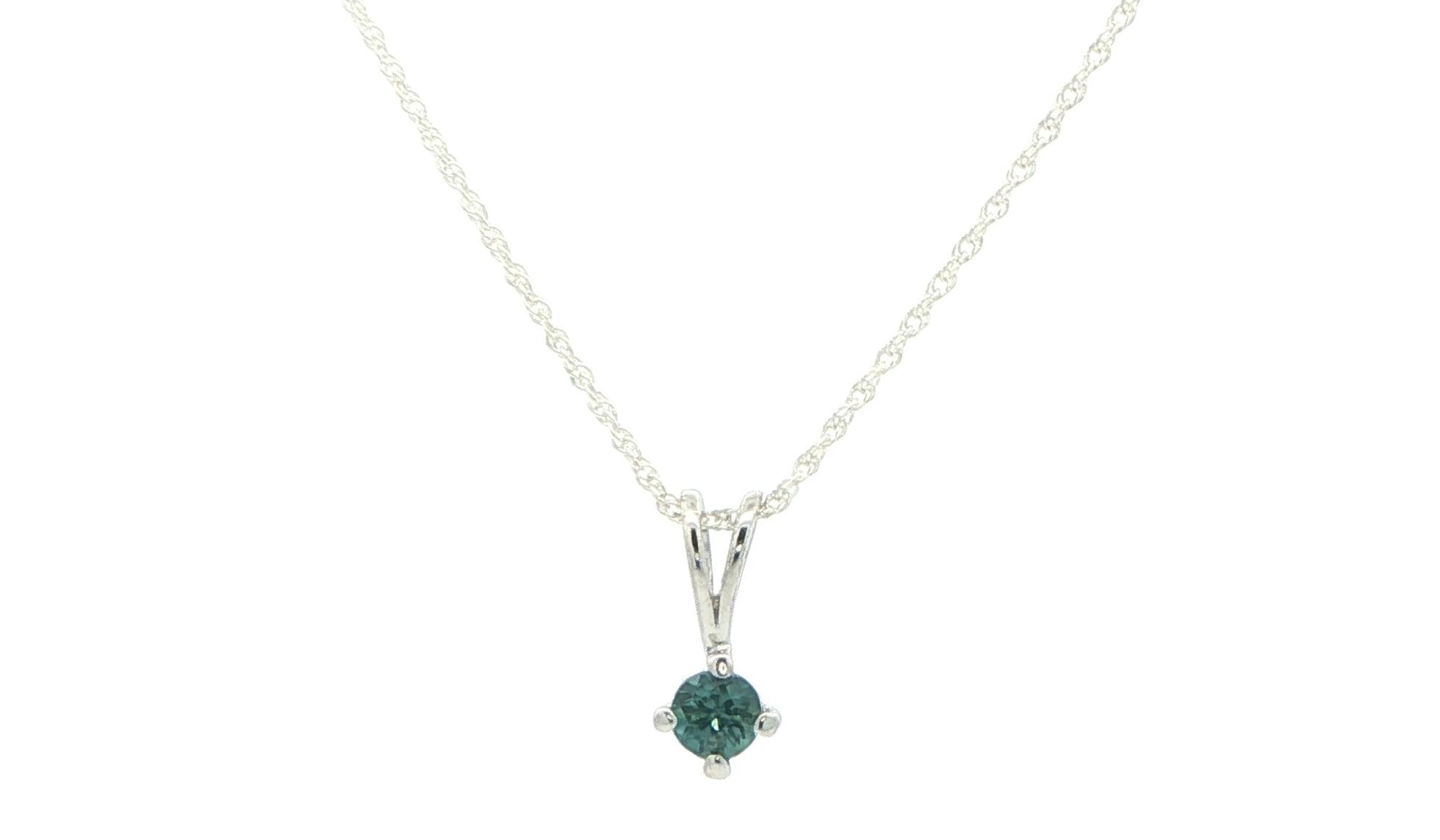 Solitaire Blue-Green Montana Sapphire Necklace in Sterling Silver (0.25cts)