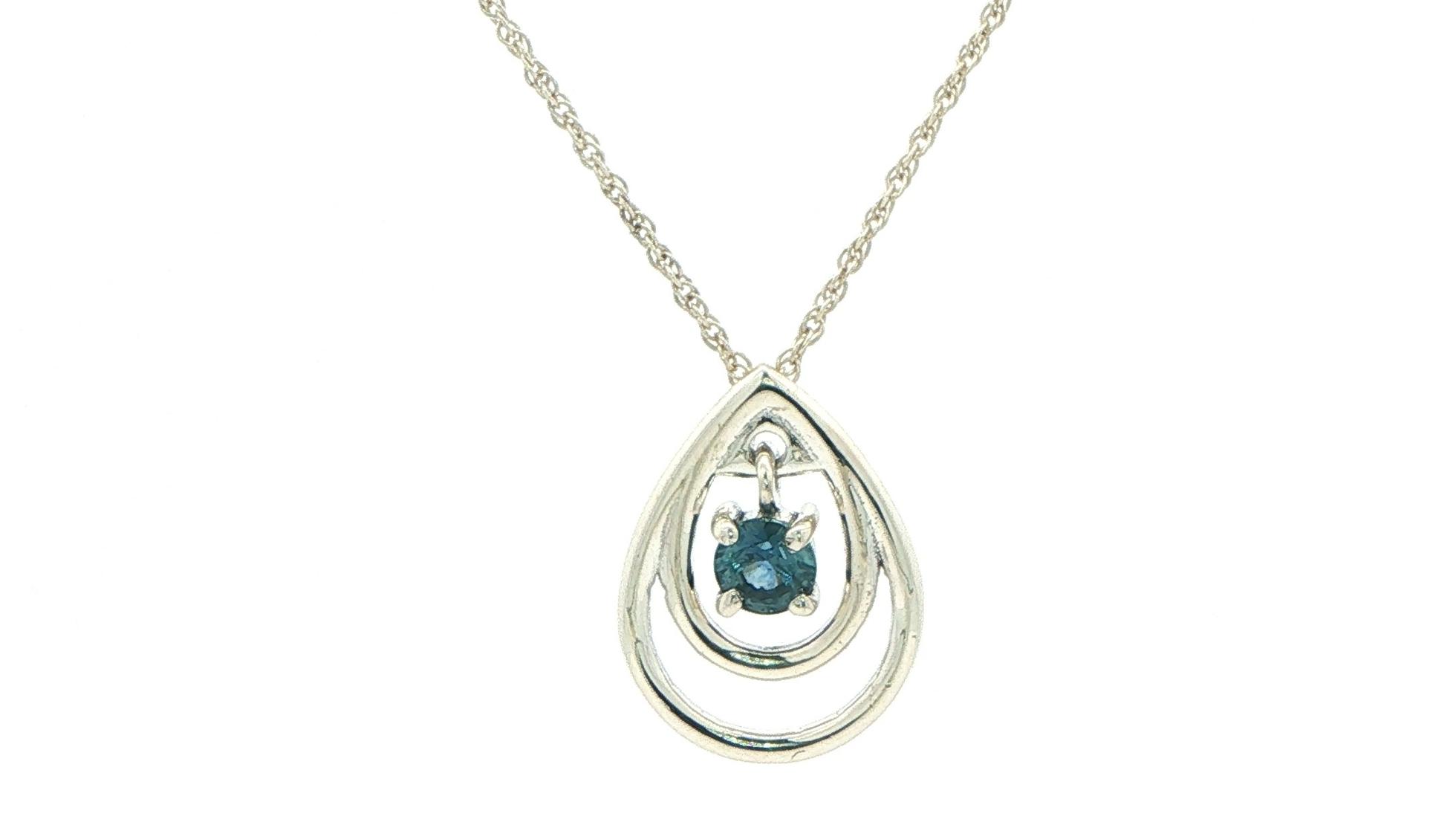 Double Teardrop Montana Sapphire Dangle Pendant Necklace in Sterling Silver (0.25cts)