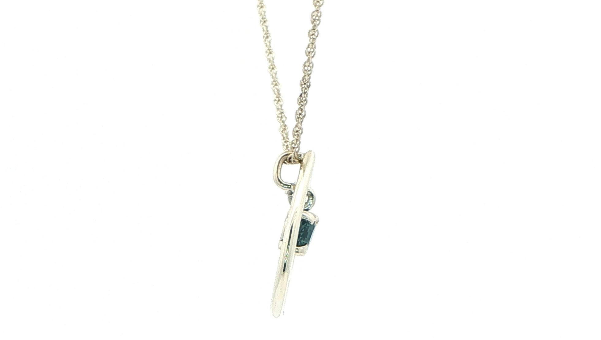 Double Teardrop Montana Sapphire Dangle Pendant Necklace in Sterling Silver (0.25cts) side
