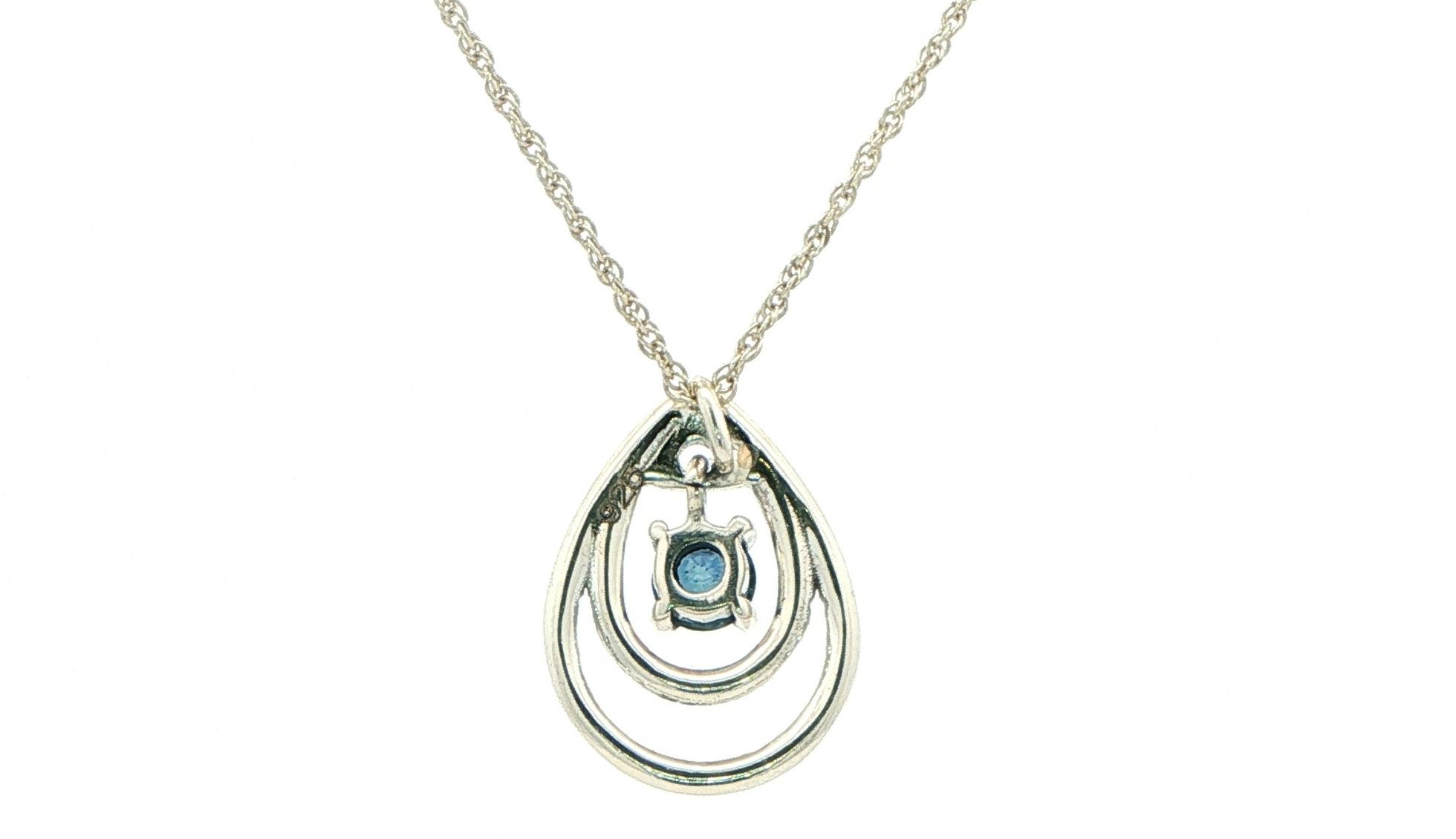 Double Teardrop Montana Sapphire Dangle Pendant Necklace in Sterling Silver (0.25cts) back