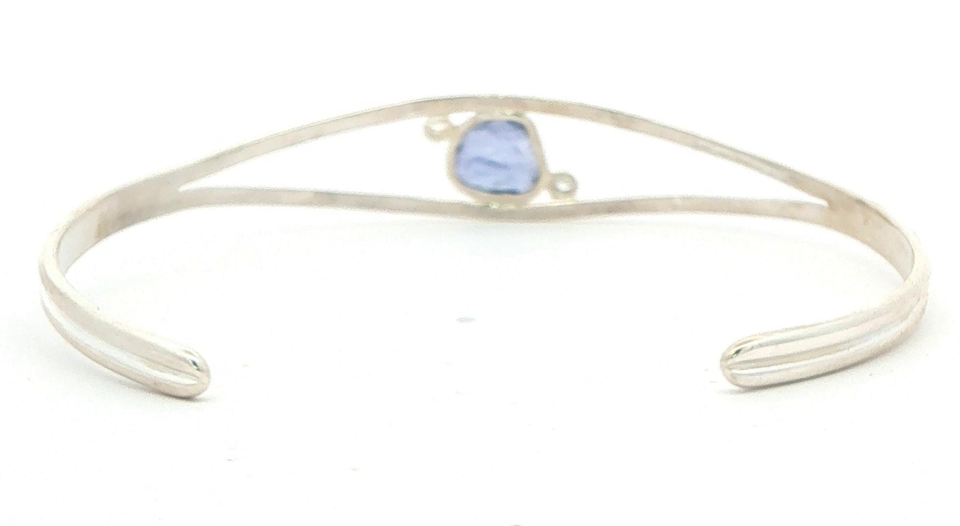 Raw Un-cut Montana Yogo Sapphire Split Cuff Bangle in Sterling Silver (0.60cts TWT) back