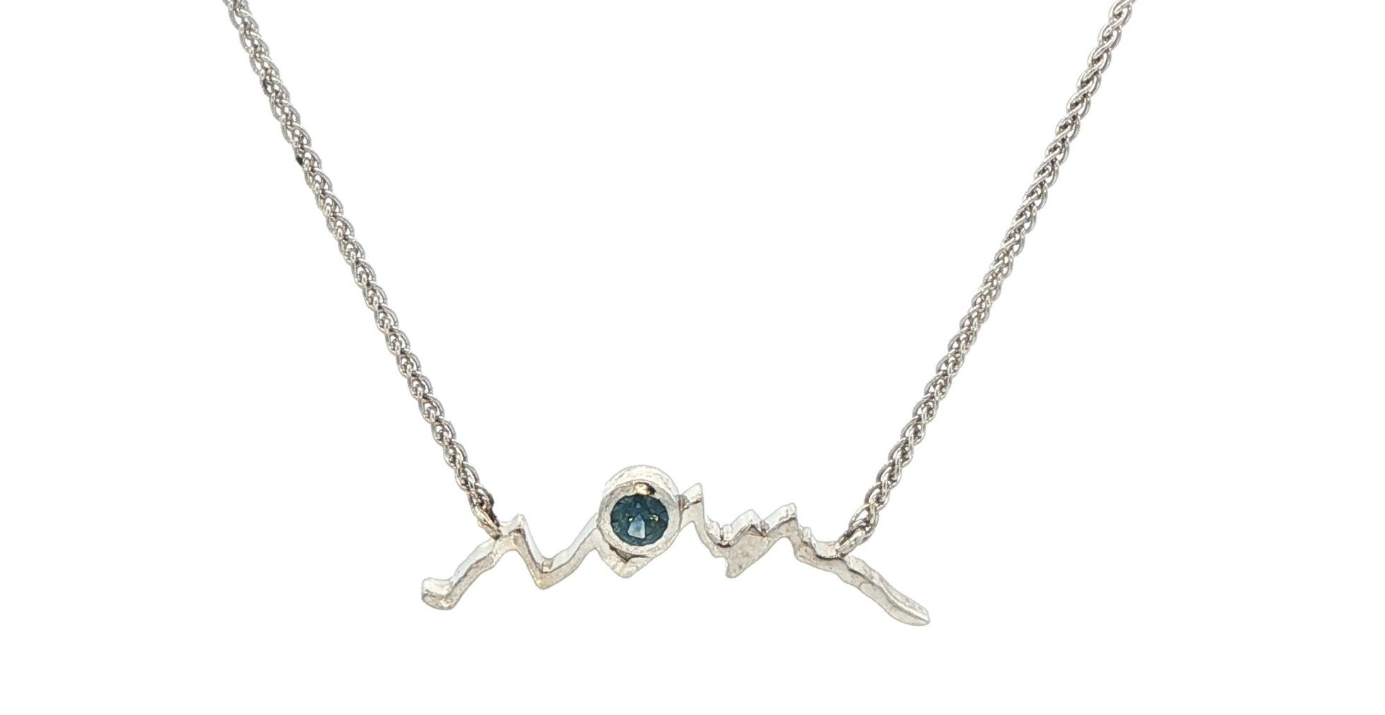 Montana Sapphire Mountain Ridgeline Necklace in Sterling Silver (0.10cts)