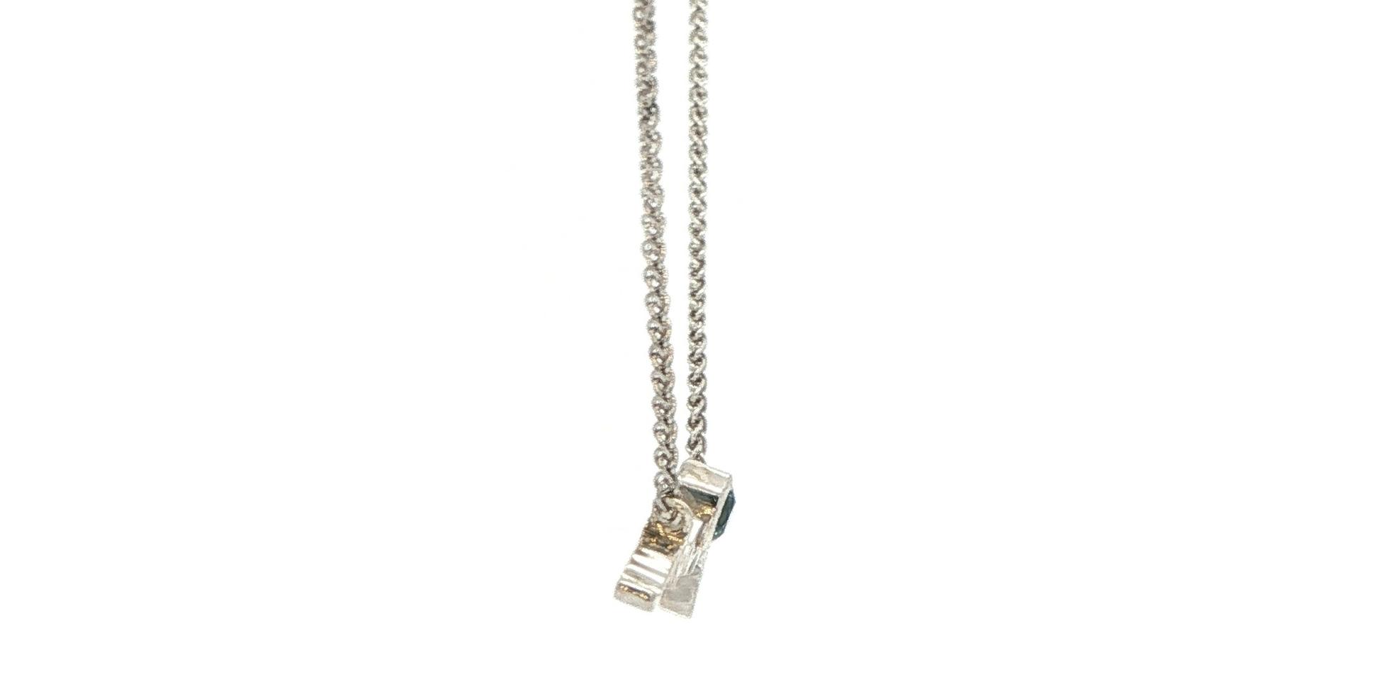 Montana Sapphire Mountain Ridgeline Necklace in Sterling Silver (0.10cts) side