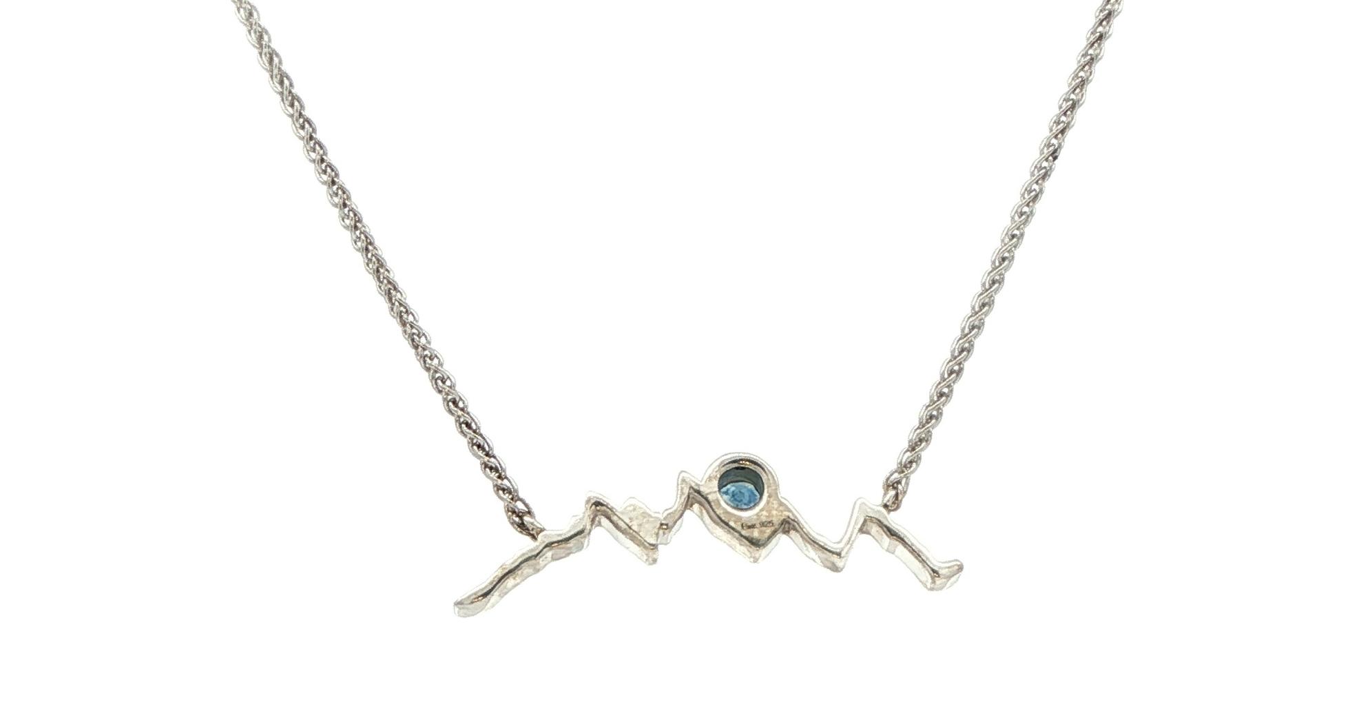 Montana Sapphire Mountain Ridgeline Necklace in Sterling Silver (0.10cts) back