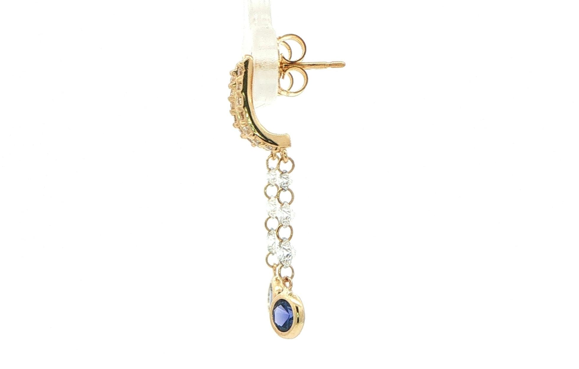 Huckleberry Sapphire and Diamond Drop Earrings in Yellow Gold (1.13cts TWT) side
