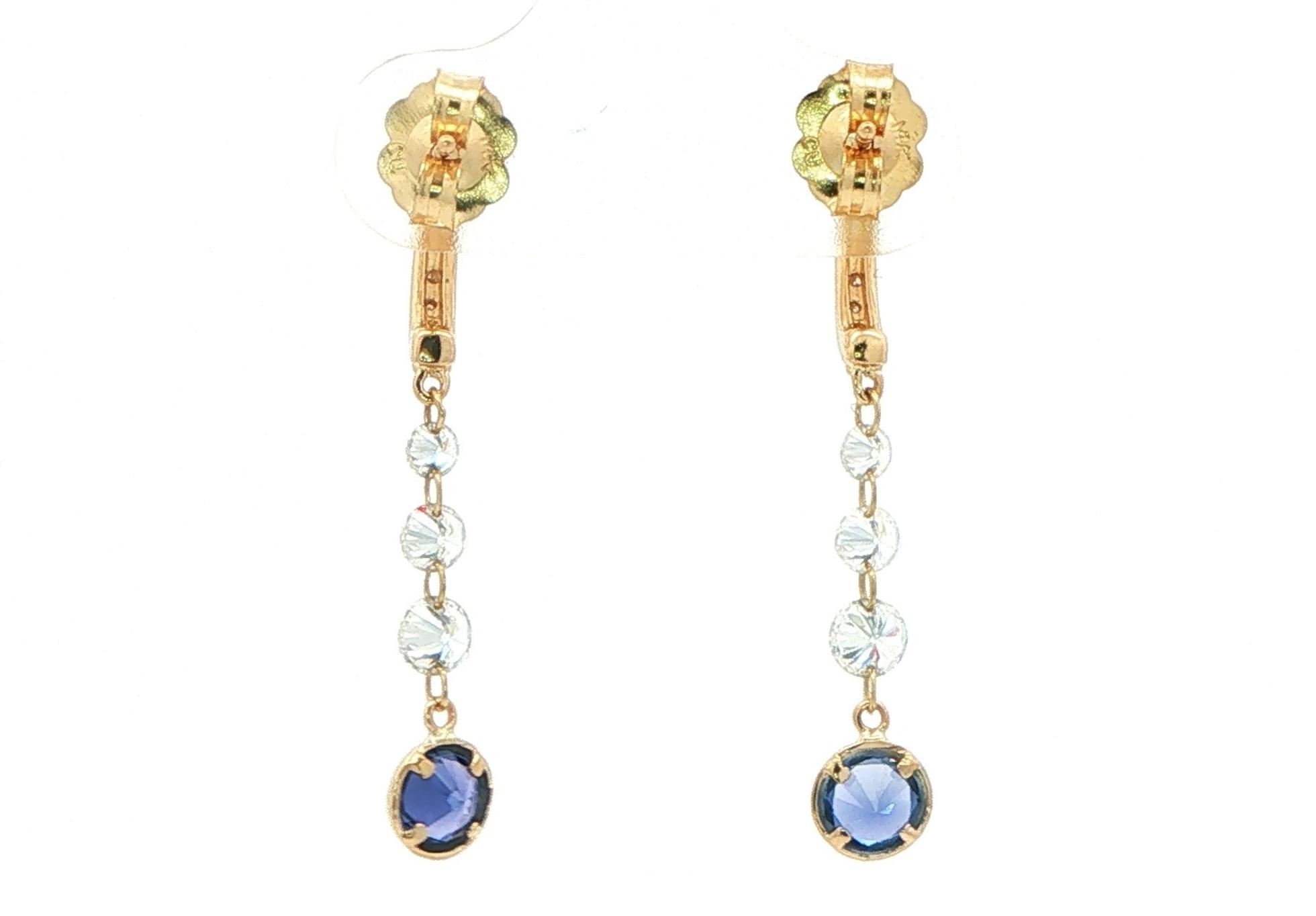Huckleberry Sapphire and Diamond Drop Earrings in Yellow Gold (1.13cts TWT) back