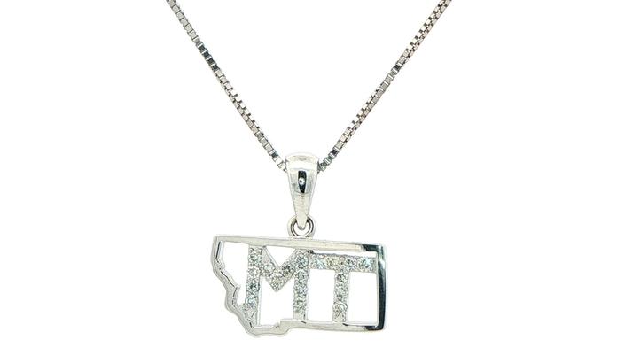 content/products/Estate Piece: Diamond "MT" Montana State Pendant Necklace White Gold (0.36cts TWT)