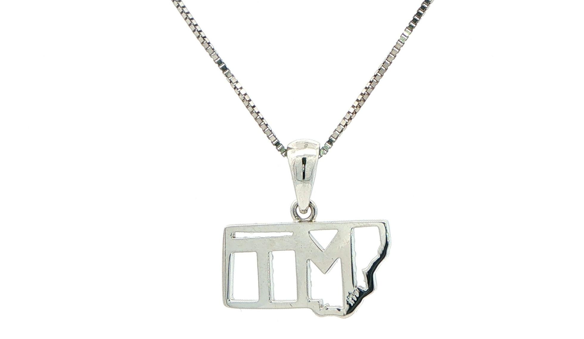 Estate Piece: Diamond "MT" Montana State Pendant Necklace White Gold (0.36cts TWT) back
