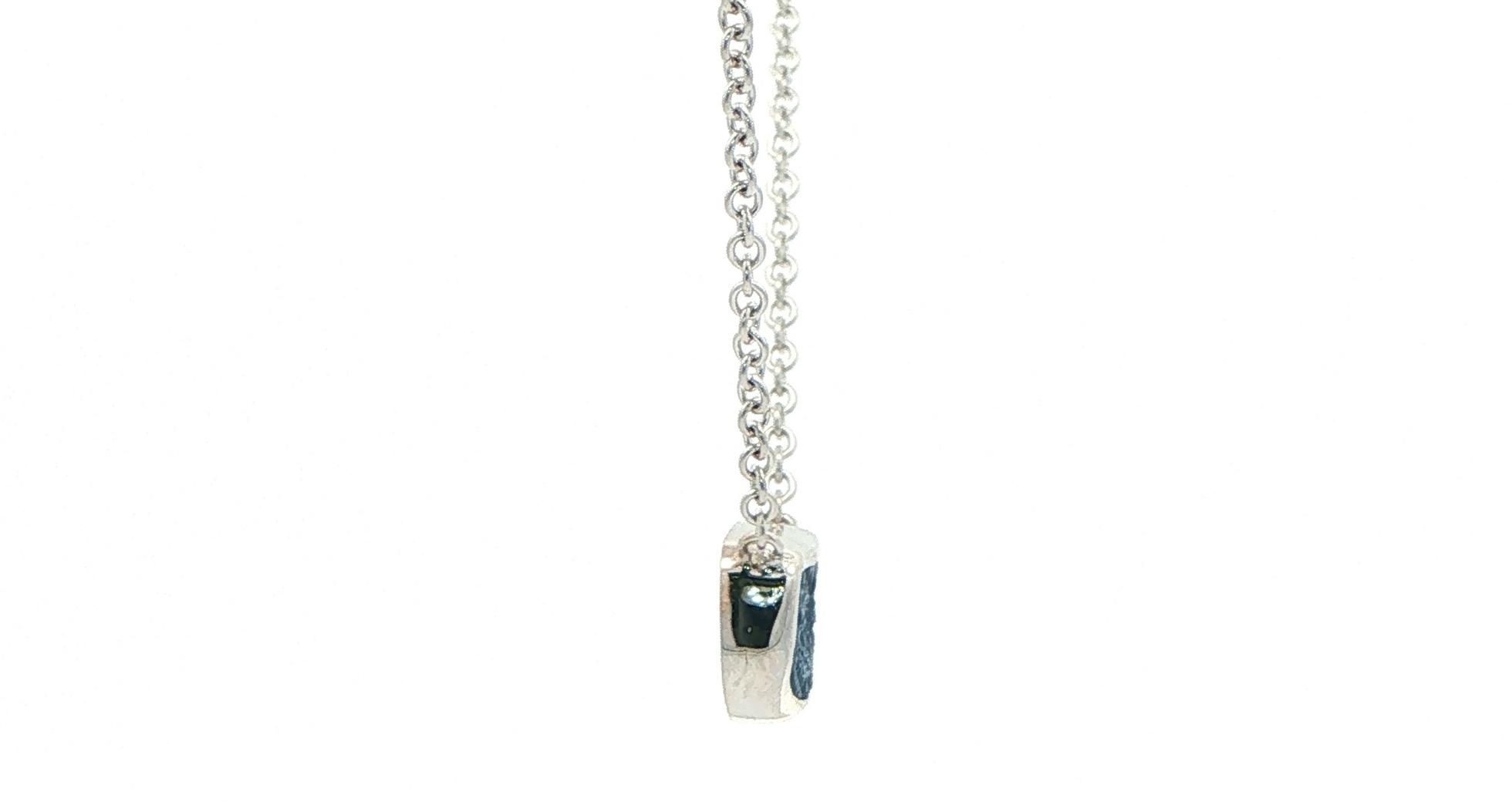 Bezel-set Raw Un-cut Montana Yogo Sapphire Pendant Necklace on Split Chain in White Gold (1.68cts) side