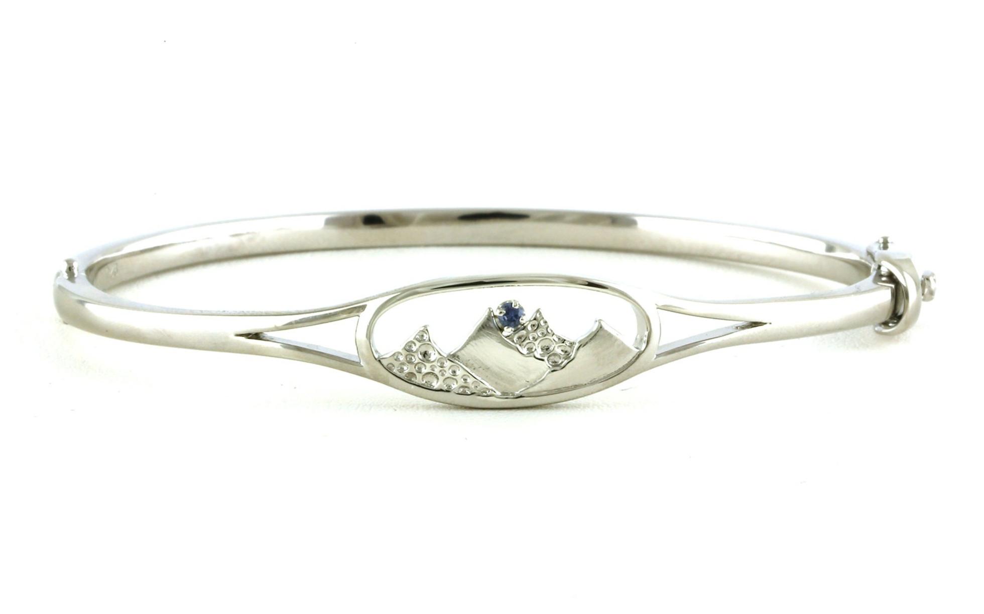 Oval Mountain Outline Split Hinged Cuff Bracelet with Montana Yogo Sapphire in Sterling Silver (0.03ct)