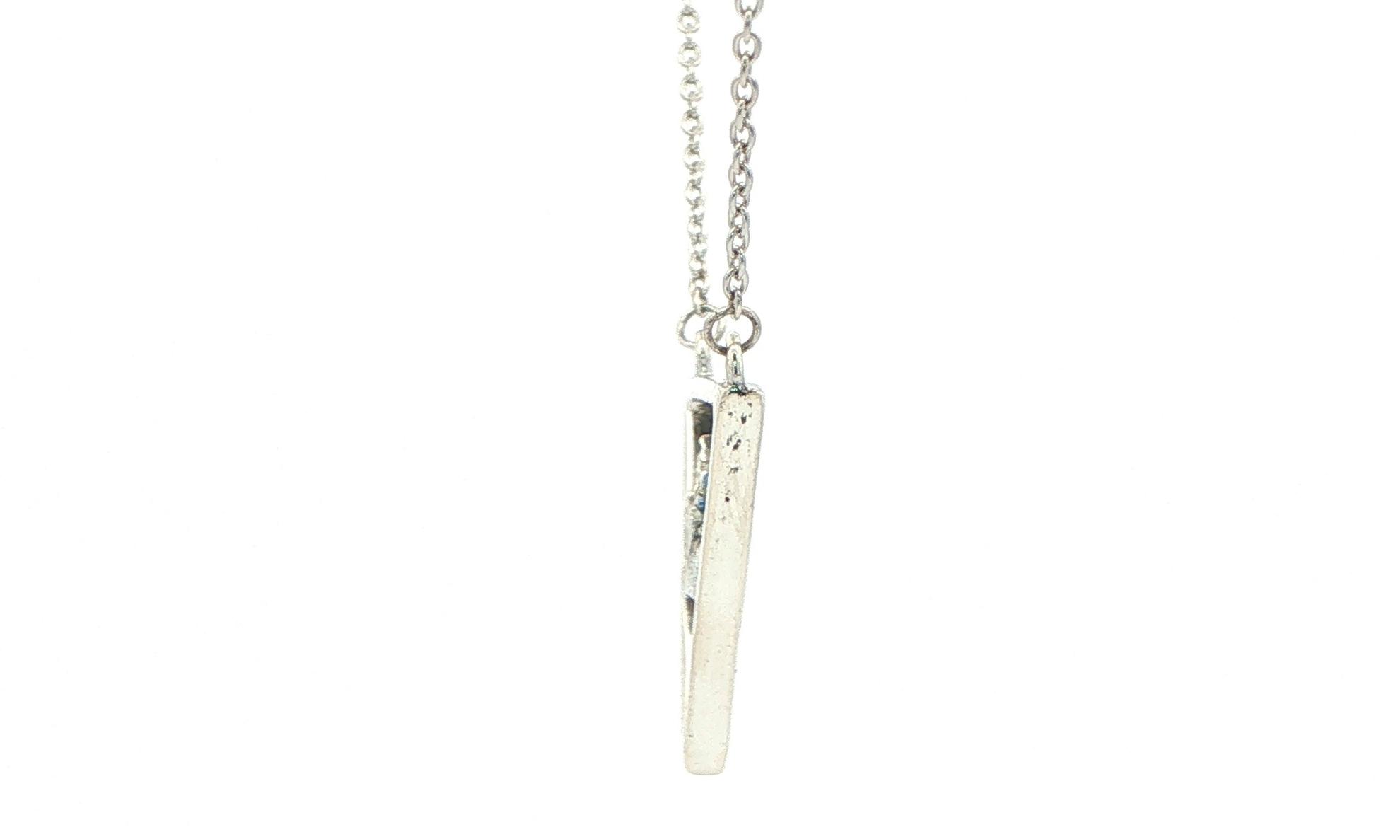 Inverted Triangle Mountain Montana Yogo Sapphire Necklace in Sterling Silver (0.03cts) side