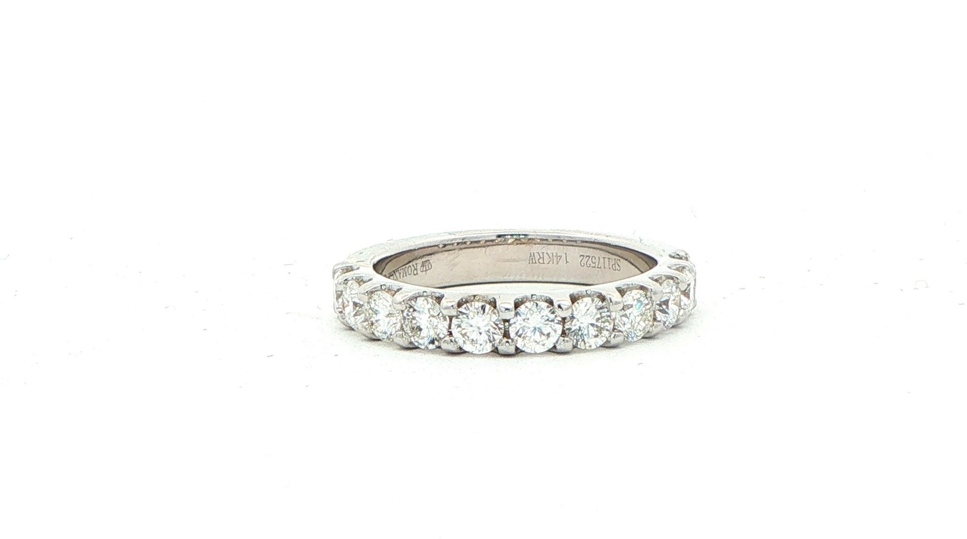 Estate Piece: 11-Stone Shared-Prong Diamond Band in White Gold (1.10cts TWT)
