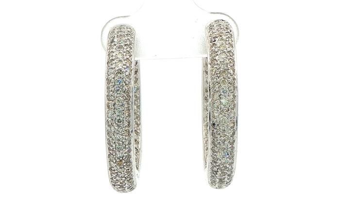 content/products/Estate Piece: Bombe Pave Diamond Hoop Earrings in White Gold (3.00cts TWT)