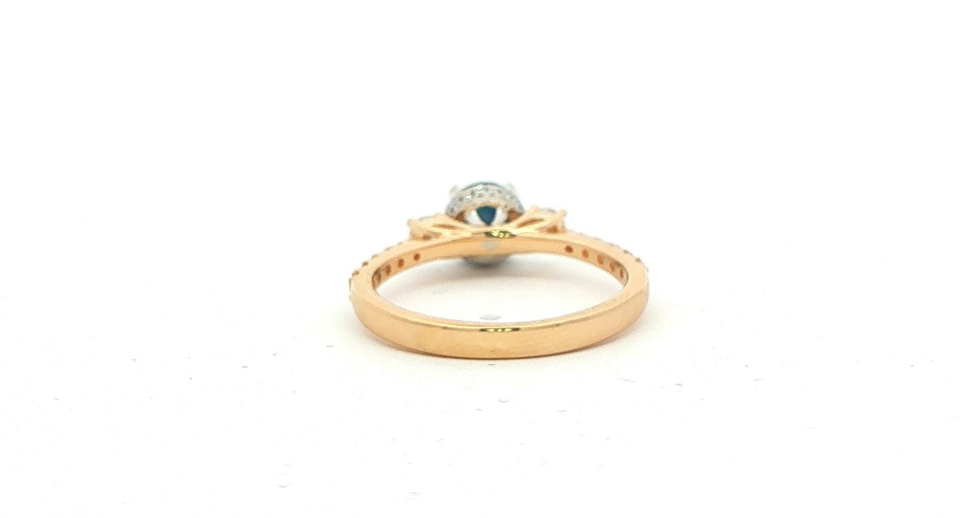 Estate Piece: Three-Stone Deep Blue Sapphire and Diamond Ring in Yellow Gold (1.15cts TWT) back