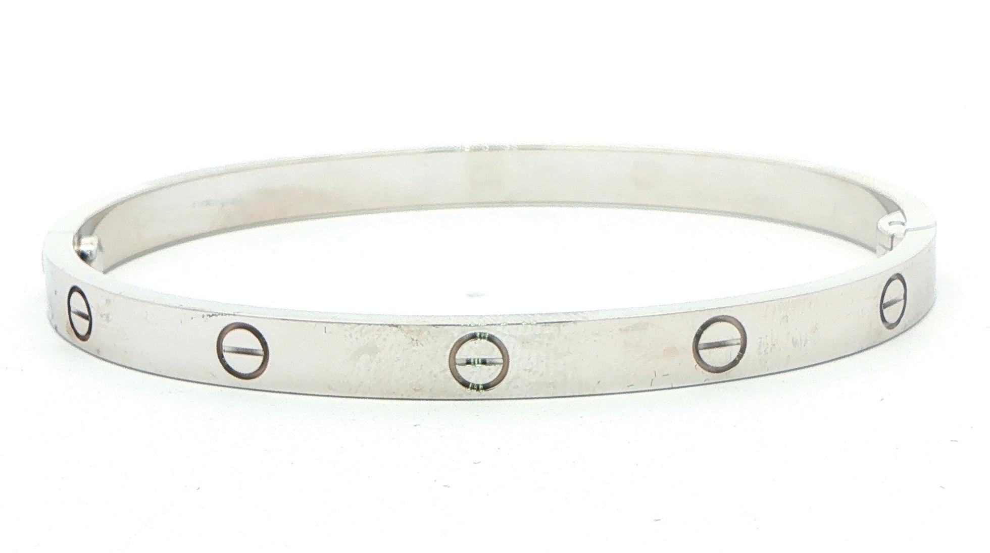 Estate Piece: Cartier Love Bangle Bracelet White Gold (sz 17)