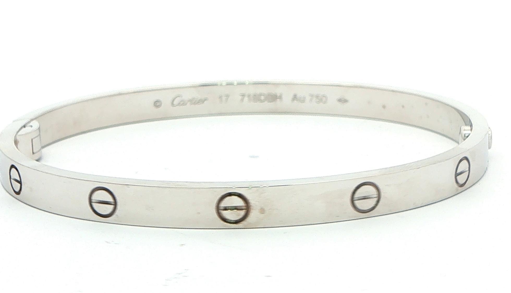 Estate Piece: Cartier Love Bangle Bracelet White Gold (sz 17) back