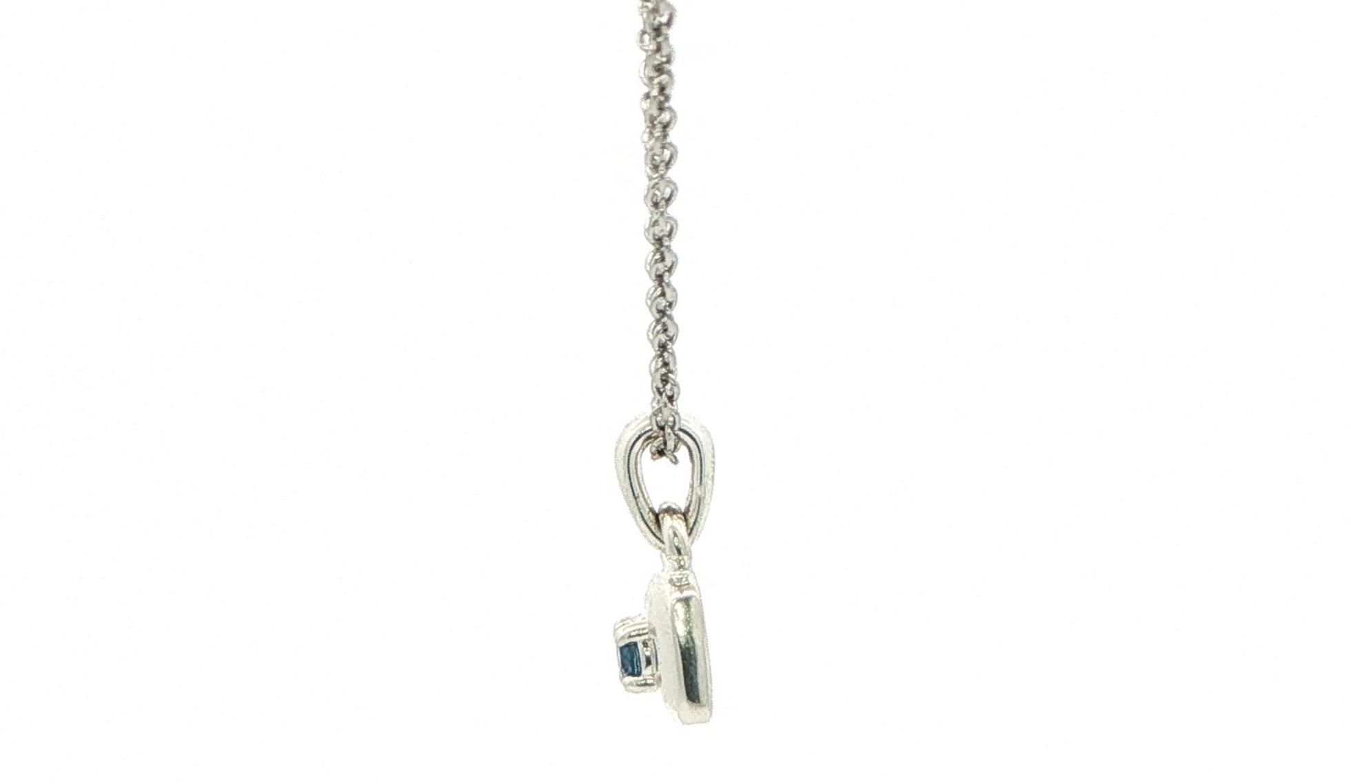 Montana Yogo Sapphire Square Pendant Necklace in Sterling Silver (0.06cts) side