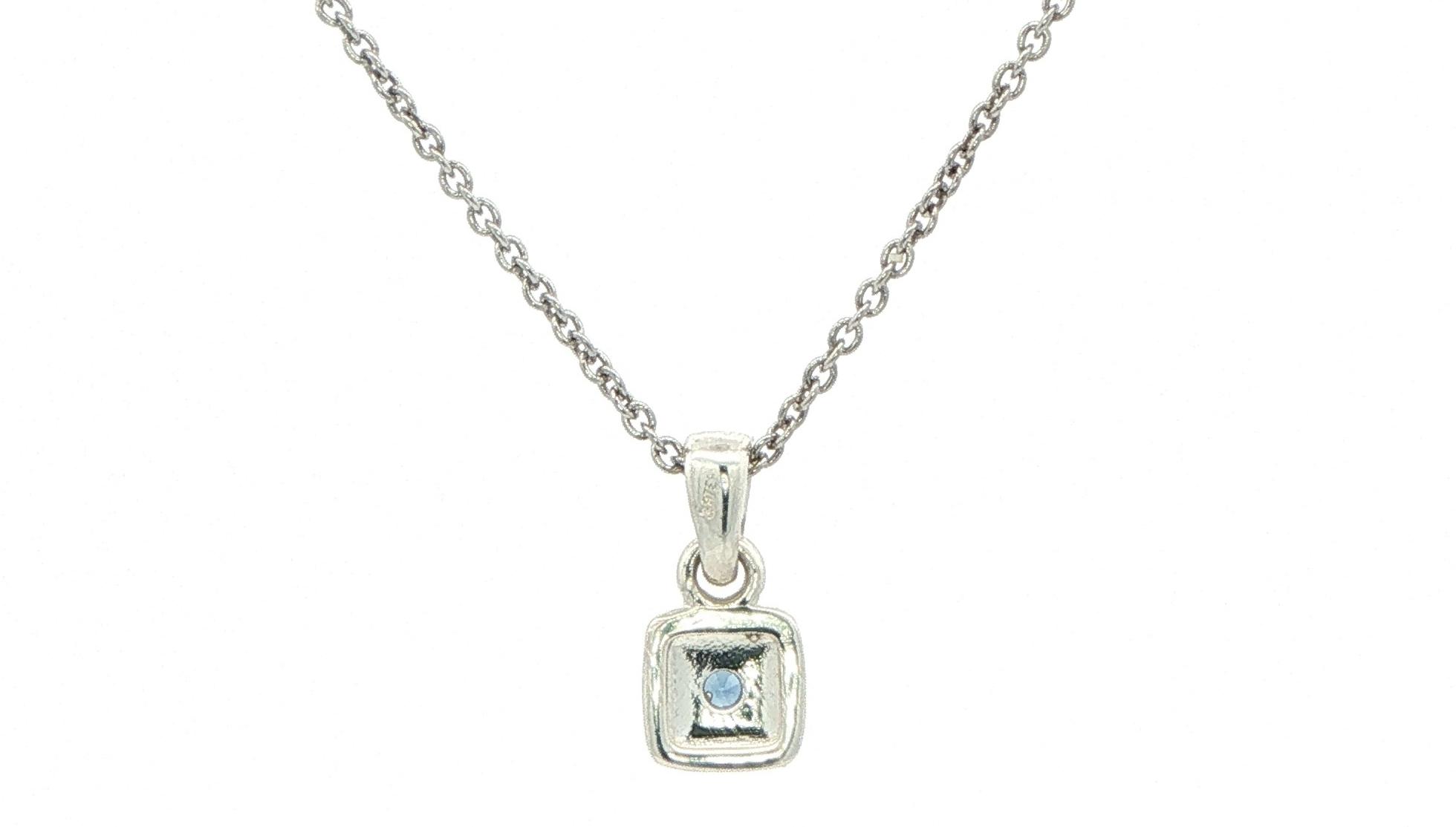 Montana Yogo Sapphire Square Pendant Necklace in Sterling Silver (0.06cts) back