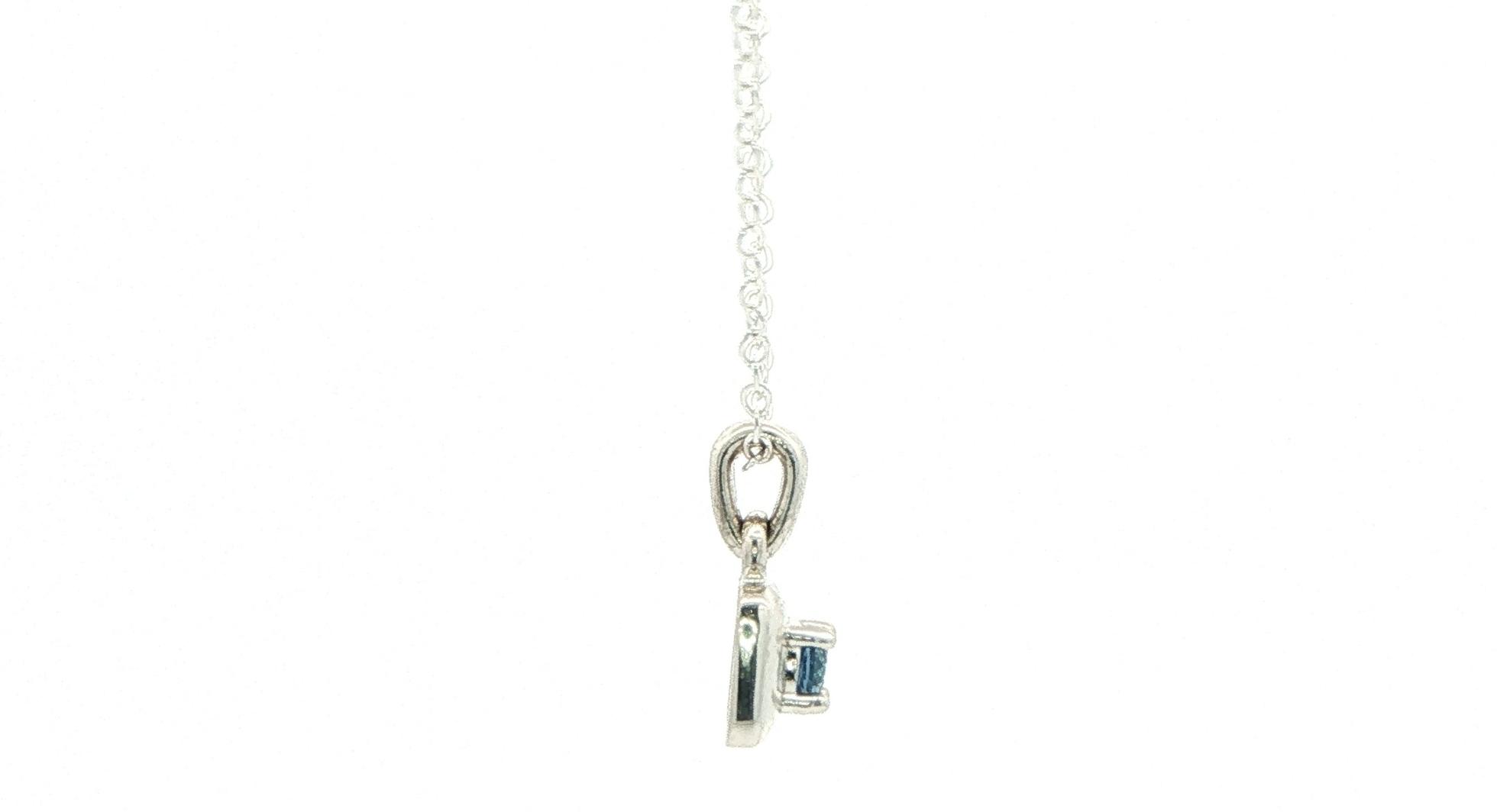 Montana Yogo Sapphire Square Pendant Necklace in Sterling Silver (0.12cts) side