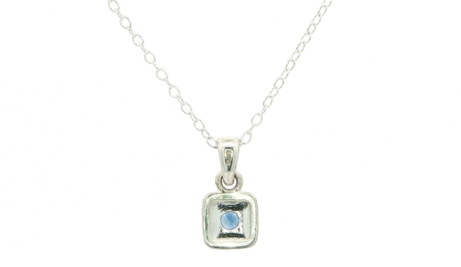Montana Yogo Sapphire Square Pendant Necklace in Sterling Silver (0.12cts) back