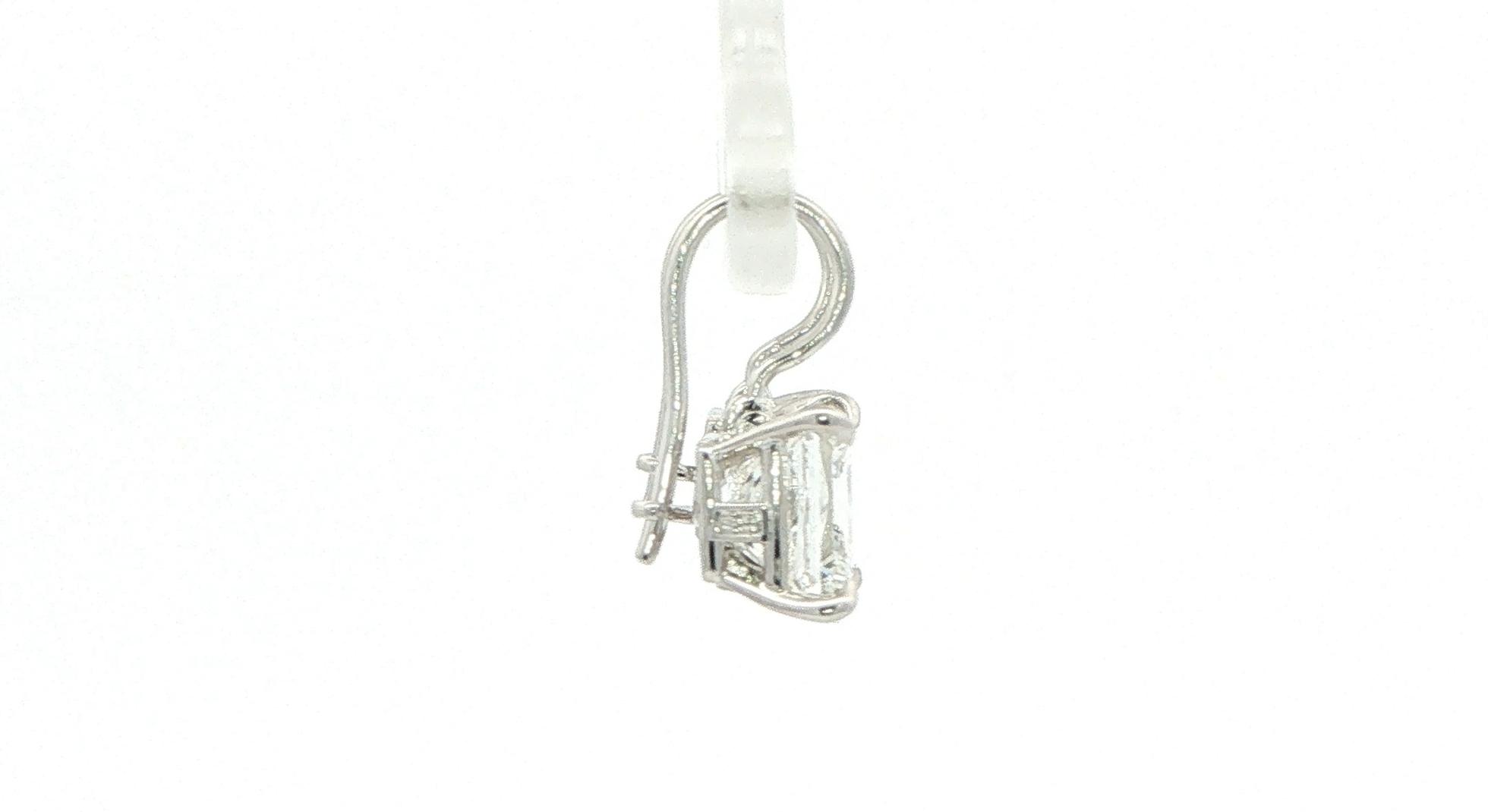 Estate Piece: Harry Winston Princess Cut Diamond Drop Earrings in Platinum (3.00cts TWT) side